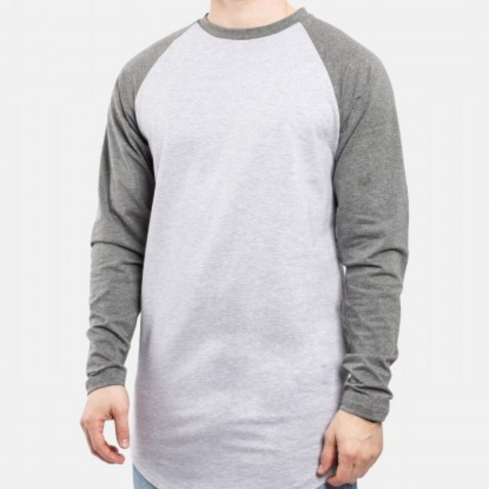 [Medium] Blackskies Long Sleeve Men's Baseball T-Shirt Longline Curved Hem